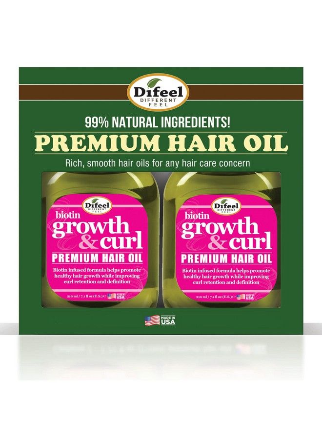 Biotin Growth & Curl Premium Hair Oil 7.1 Oz. - Deluxe 2-Pc Gift Set