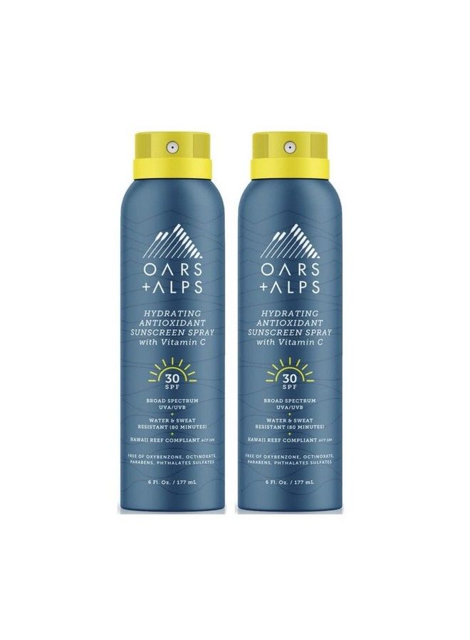 Hydrating Spf 30 Sunscreen Spray Naturally Derived Skin Care Infused With Vitamin C And Antioxidants Water And Sweat Resistant 6 Oz Each 2 Pack