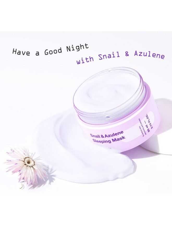 Snail&Azulene Sleeping Mask Snail Cream Hydrating Cream For Face With Snail Secretion Filtrate Repair Damaged Skin Snail Mucin Sensitive Skin 2.7 Fl.Oz