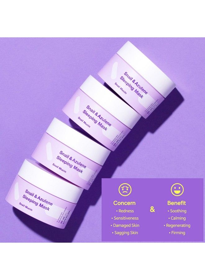 Snail&Azulene Sleeping Mask Snail Cream Hydrating Cream For Face With Snail Secretion Filtrate Repair Damaged Skin Snail Mucin Sensitive Skin 2.7 Fl.Oz