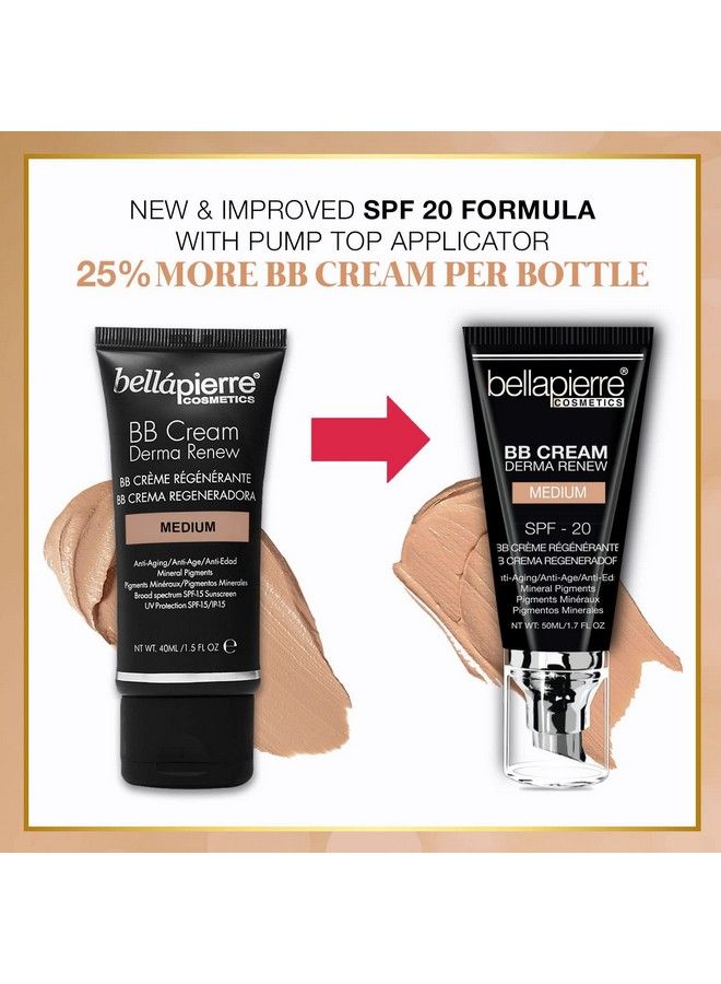 Bb Cream With Spf 20 Tinted Sunscreen Concealer Foundation & Moisturizing Face Cream | New & Improved Formula + Pump Top Applicator | Nontoxic & Paraben Free | 1.7 Oz Medium Cool
