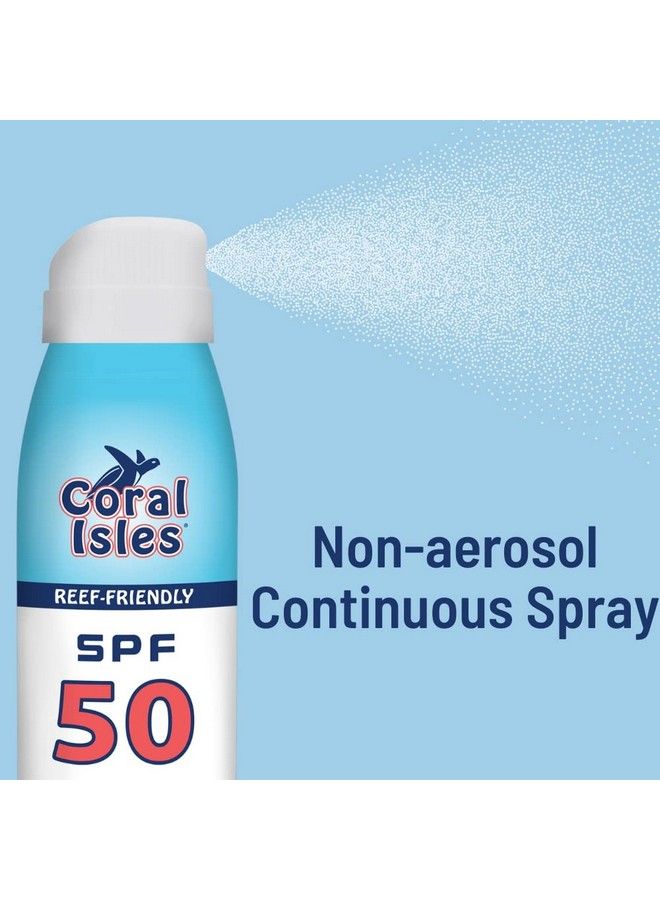 Reef Safe Sunscreen Spf 50 Continuous Spray | Octinoxate & Oxybenzone Free Hawaii Compliant | Broad Spectrum Uva/Uvb Protection | Nongreasy Fragrance Free Vegan | 6 Fl Oz (3Pack)