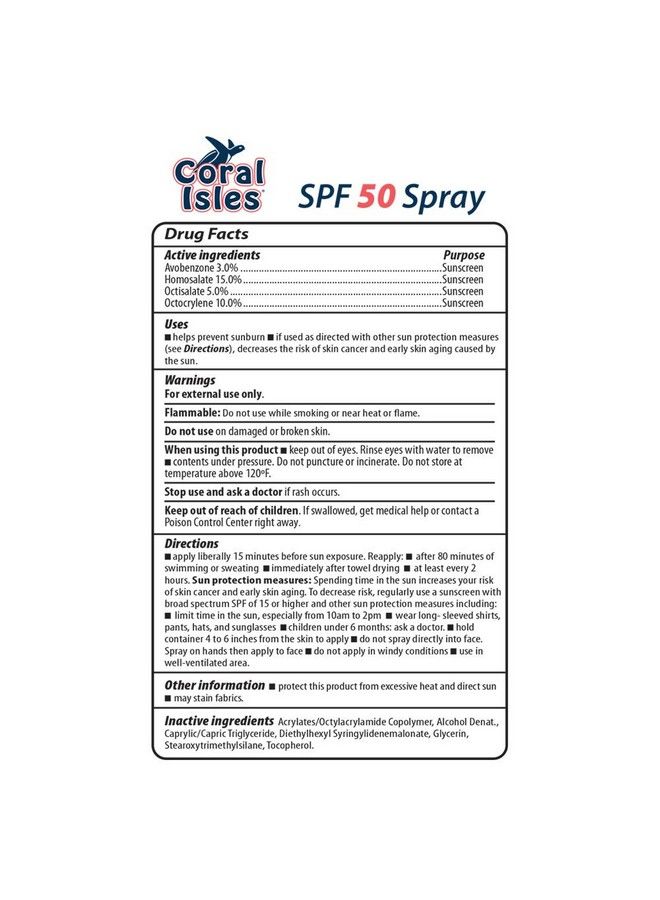 Reef Safe Sunscreen Spf 50 Continuous Spray | Octinoxate & Oxybenzone Free Hawaii Compliant | Broad Spectrum Uva/Uvb Protection | Nongreasy Fragrance Free Vegan | 6 Fl Oz (3Pack)
