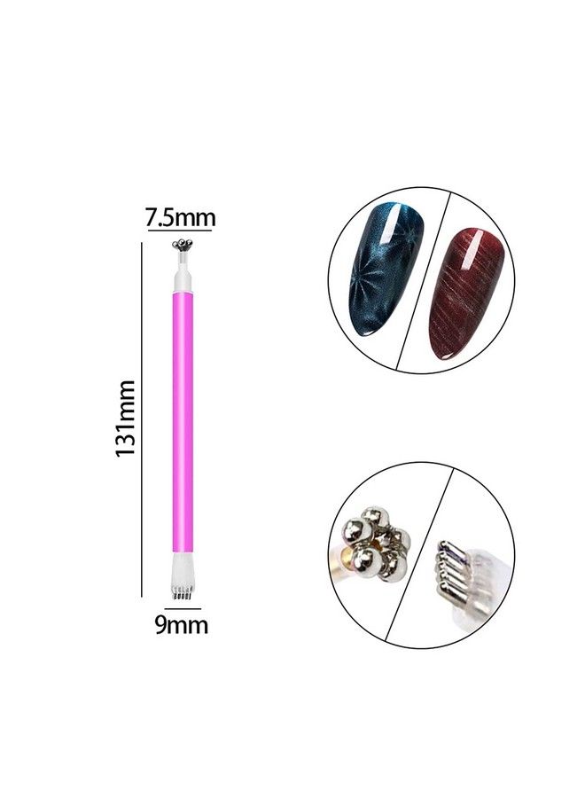9 Pieces Nail Magnet Tool Set Doublehead Flower Design Nail Magnet Pens Multifunction Magnet Board Magnet Stick 3D Magnetic For Cat Eye Gel Polish Nail Art