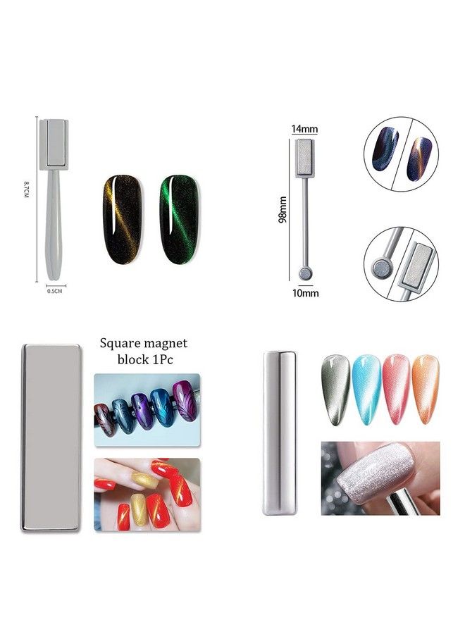 9 Pieces Nail Magnet Tool Set Doublehead Flower Design Nail Magnet Pens Multifunction Magnet Board Magnet Stick 3D Magnetic For Cat Eye Gel Polish Nail Art