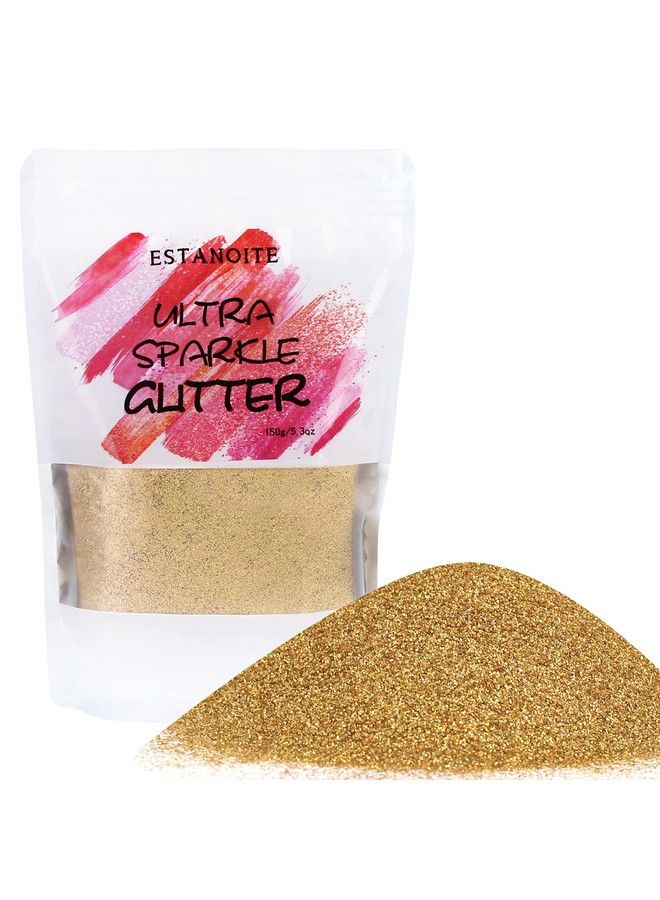 Holographic Fine Glitter 150G Multipurpose Gold Extra Fine Craft Glitter For Resin Arts And Crafts Body Nail Art Eye Face Hair Holographic Glitter For Epoxy Tumbler Slime Making (Gold)