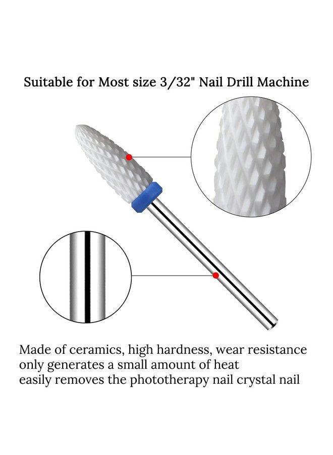 Ceramic Nail Drill Bits 10Pcs 3/32 Nail Drill Bits Set For Acrylic Gel Nails Professional Nail Drill Bits Cuticle Remover Crystal Nail Extension Nail Removal