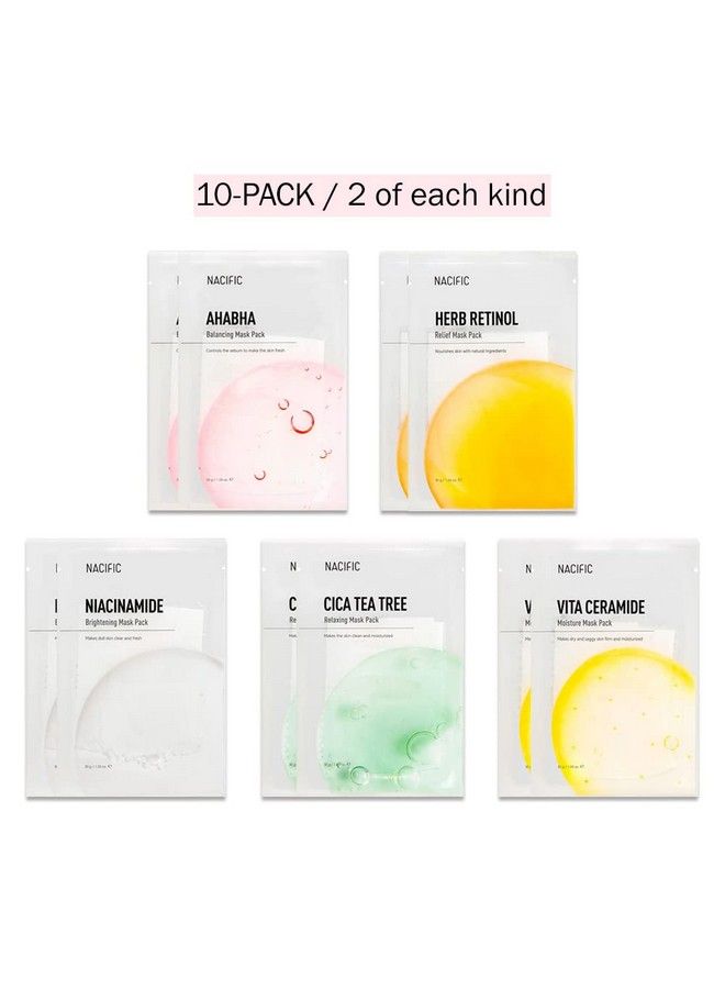 Nacific Premium Facial Mask Sheet Variety Pack 10 Sheets With Kpop Stray Kids Photocards For Deep Hydration Skincare Korean Beauty Set For Women And Men