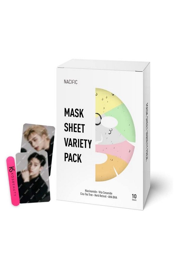 Nacific Premium Facial Mask Sheet Variety Pack 10 Sheets With Kpop Stray Kids Photocards For Deep Hydration Skincare Korean Beauty Set For Women And Men