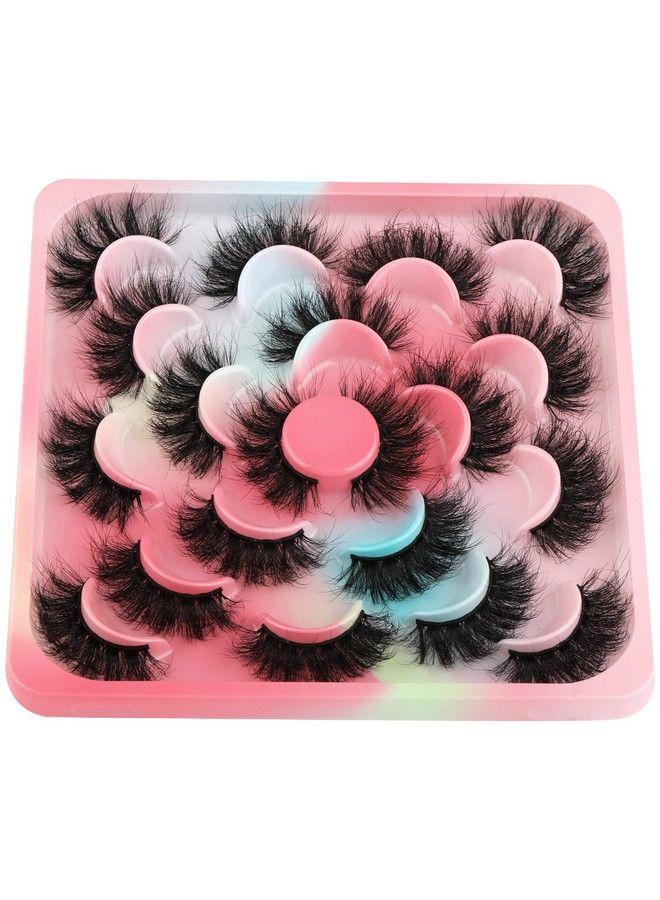 False Eyelashes Dramatic Fluffy 3D Effect Faux Mink Lashes Pack 20Mm Long Crossing Fake Eyelashes 10 Pairs