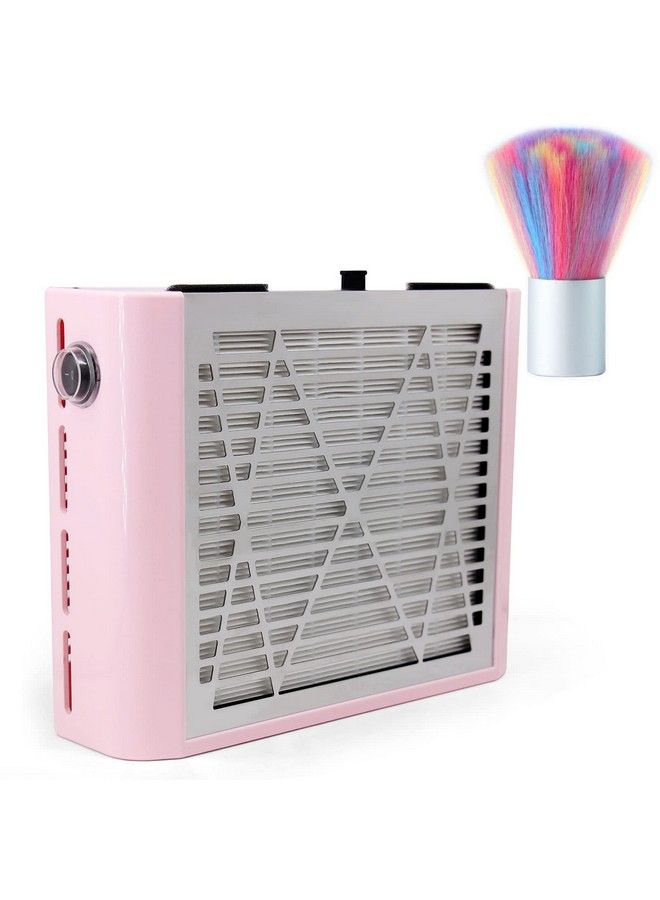 Nail Dust Collector Machine Upgraded Powerful Nail Vacuum Dust Extractor Suction Fan Manicure Tool For Acrylic Nail Extension Gel Removal With Nail Dust Brush Pink
