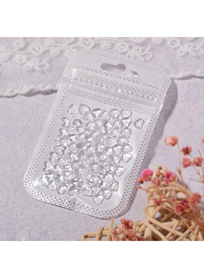 200Pcs Clear Heart Nail Art Decals Charms For Nails Clear 3D Acrylic Heart Nail Charms For Women Diy Manicures Salon Accessories