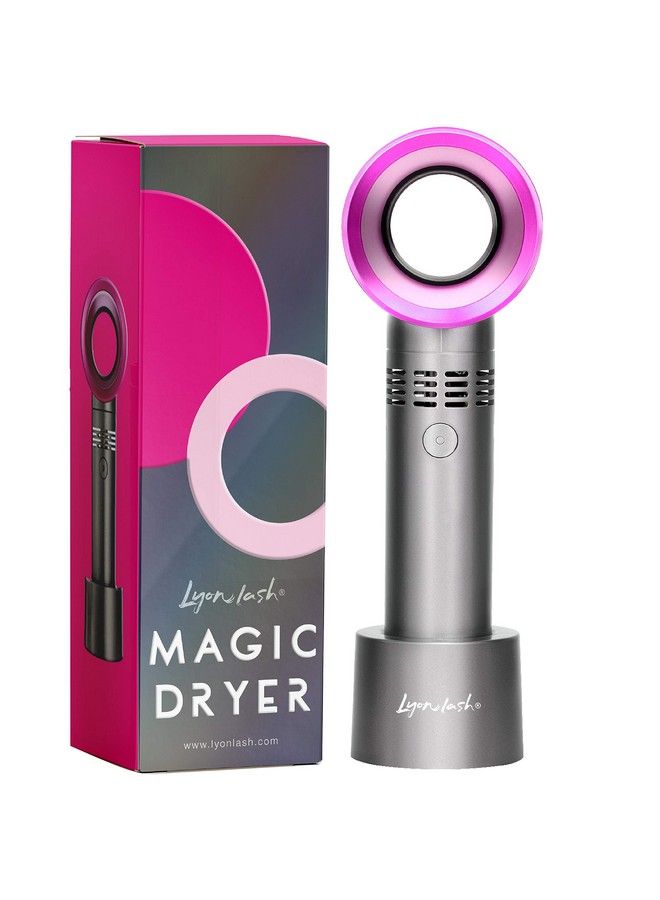 Portable Usb Rechargeable Bladeless Mini Fan/Air Conditioning Blower/Handheld Cooling Dryer Essential Eyelash Extension Supplies Dries Glue/Adhesive Rapidly (Nickel/Fuchsia Pink)