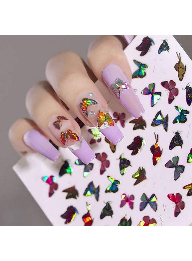 12 Sheets Butterfly Nail Art Stickers Decals 3D Selfadhesive Nail Decals Butterfly Designs Nails Supplies Butterfly Stickers For Diy Colorful Laser Butterflies Nails Manicure Decor