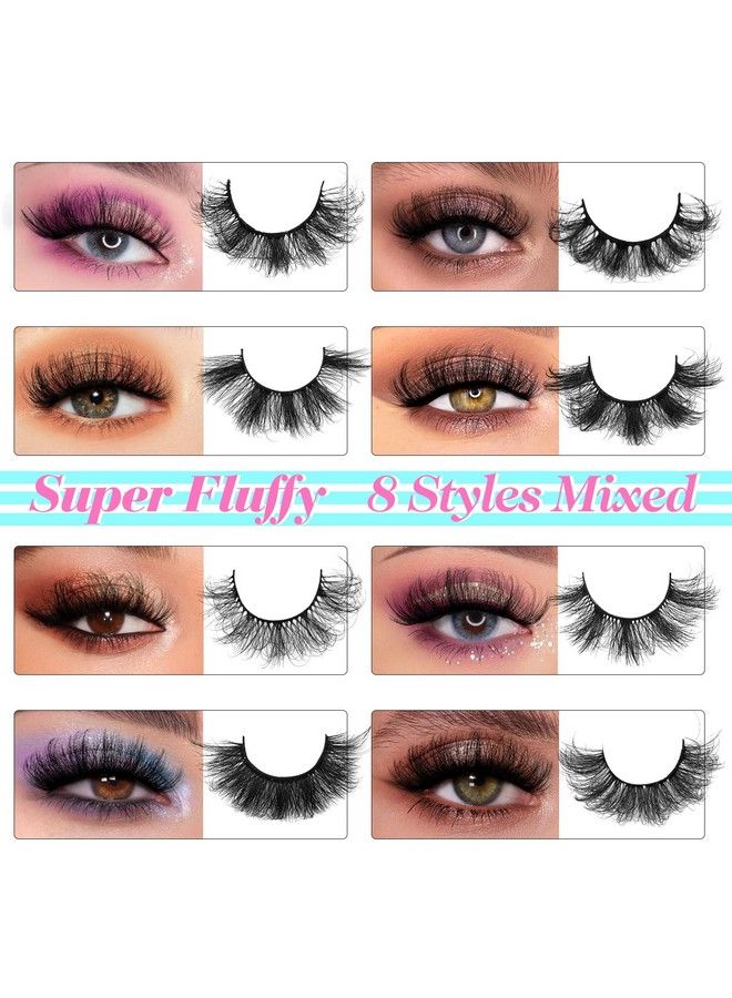 48 Pairs Mink Lashes Fluffy Thick Eyelashes 8 Styles Mixed Dramatic Long Faux Mink Eye Lashes Pack 10D Curl Wholesale Bulk Luxury Soft Fake Eyelashes