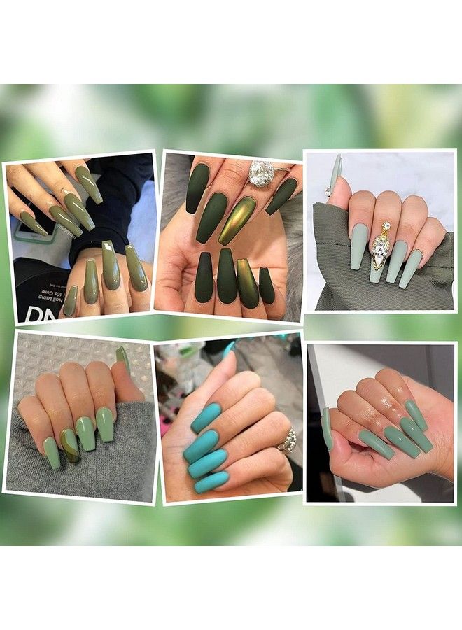 Nailgil Gel Nail Polish Set Green 6 Colors Soak Off Olive Turquoise Sage Nail Gel Mint Army Teal Green U V Nail Polish With Nail Stickers Gift For Women Diy At Home 10Ml