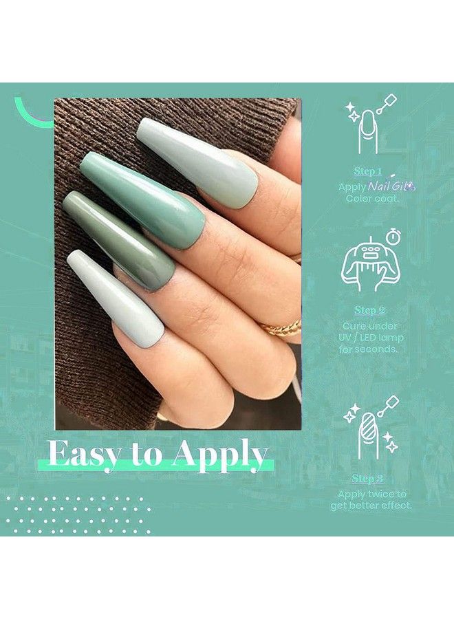 Nailgil Gel Nail Polish Set Green 6 Colors Soak Off Olive Turquoise Sage Nail Gel Mint Army Teal Green U V Nail Polish With Nail Stickers Gift For Women Diy At Home 10Ml