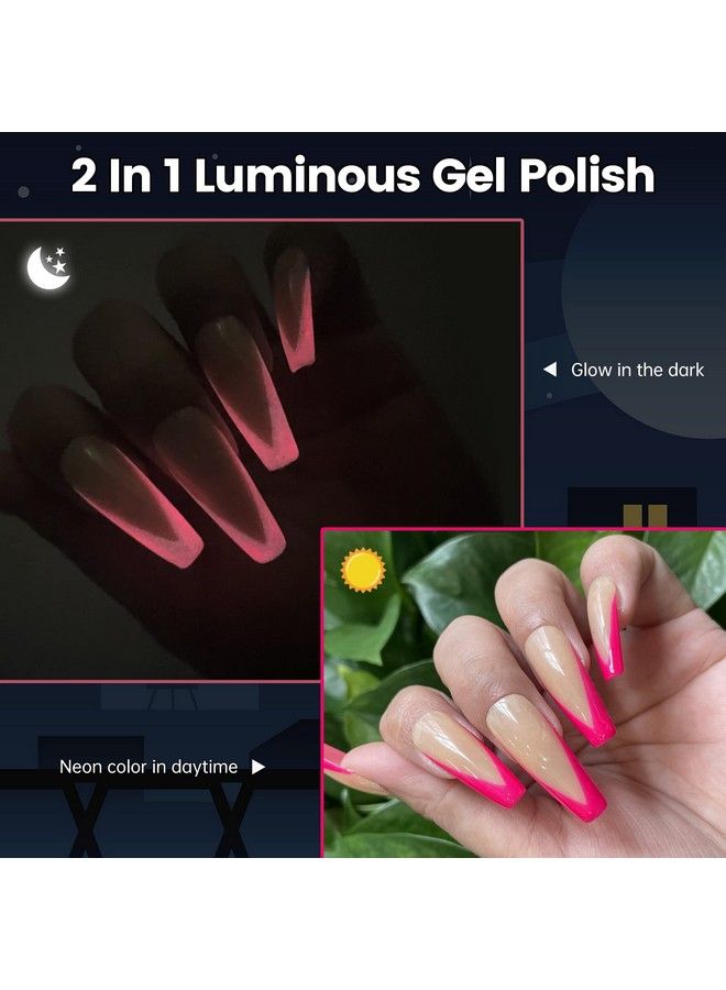 Glow In The Dark Gel Nail Polish1 Pcs 15Ml Neon Pink Luminous Glow Effect Soak Off Uv Nail Gelfluorescent Bright Manicure Gel Polish