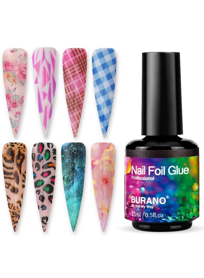 Nail Art Foil Glue Gel O.5 Oz Nail Foil Glue For Nails 15Ml Designer Nail Foils Nail Art Foil Transfer Gel Uv Led Lamp Required (1 Bottle)