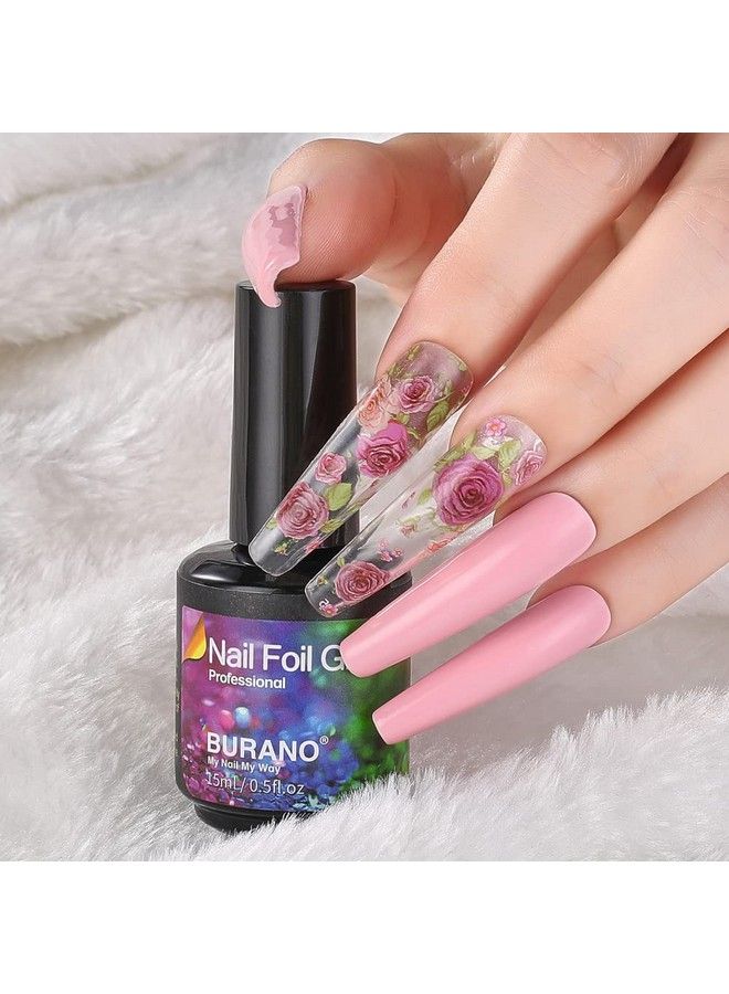 Nail Art Foil Glue Gel O.5 Oz Nail Foil Glue For Nails 15Ml Designer Nail Foils Nail Art Foil Transfer Gel Uv Led Lamp Required (1 Bottle)