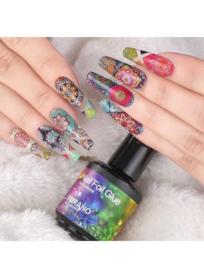 Nail Art Foil Glue Gel O.5 Oz Nail Foil Glue For Nails 15Ml Designer Nail Foils Nail Art Foil Transfer Gel Uv Led Lamp Required (1 Bottle)
