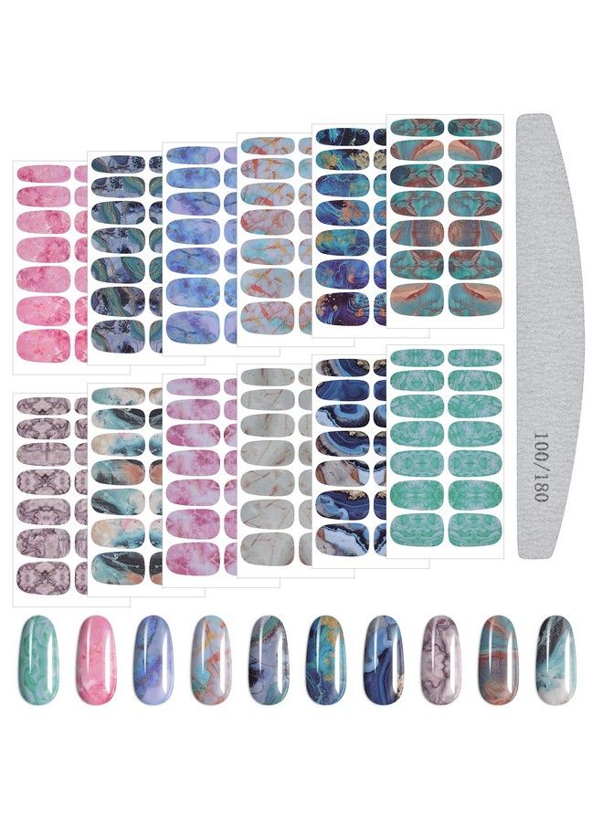 12 Sheets Marble Nail Art Polish Stickers Full Wrap Strips Torokom Selfadhesive Nail Polish Stickers Decal Marble Printed Full Wraps Strips Nail Art Polish Decals With Nail File For Women Girls
