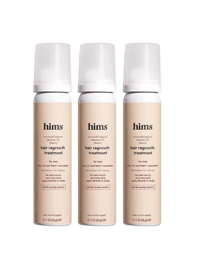 Hims Extra Strength Hair Regrowth Treatment For Men With 5% Topical Minoxidil Foam For Hair Loss And Thinning Hair Unscented No Drip Formula 3 Month Supply 3 Pack