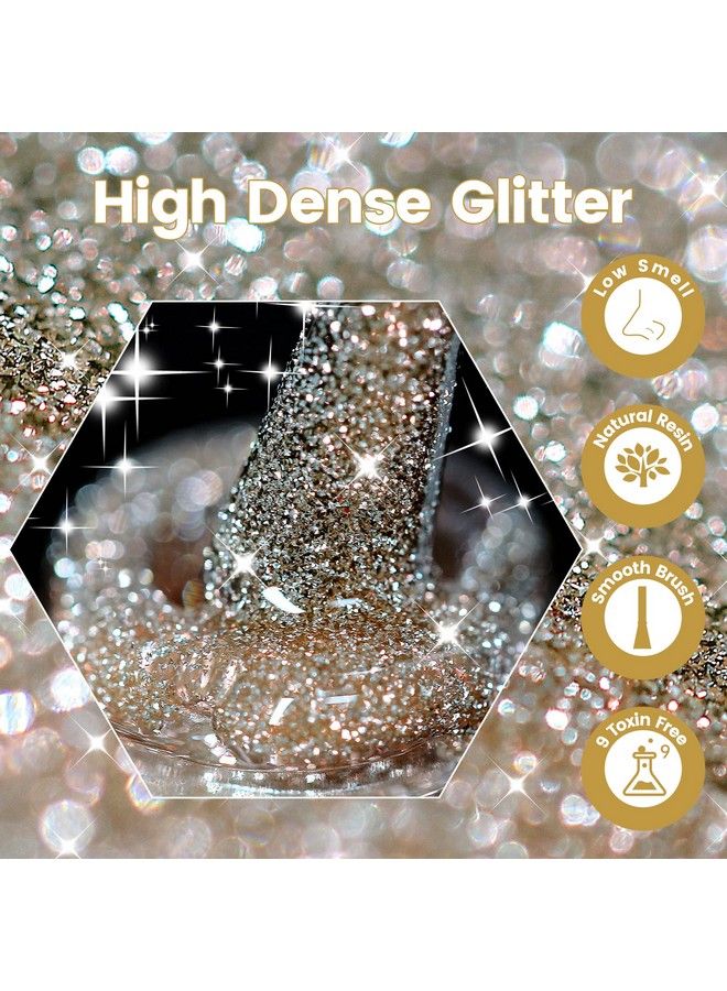 Reflective Glitter Gel Nail Polish15Ml Champagne Gold Flash Diamond Disco Dj Shimmer Nail Gelsparkly Shiny Soak Off Uv Gel Polish Varnishsalon Home Diy Manicure