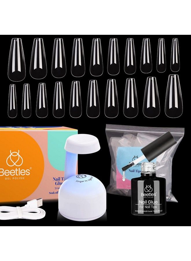 Beetles Gel Nail Kit Easy Nail Extension Set With 500Pcs Soft Gel Nail Tips Coffin Shape 2 In 1 Nail Glue And Base Gel And Innovative Led Lamp Easy Home Diy Nails Art Gelly Tips Acrylic Nail Kit