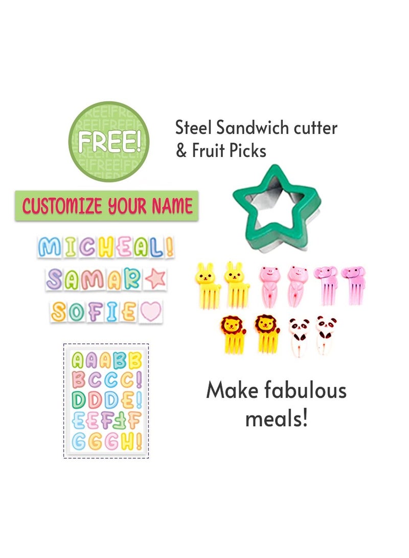 Eazy Kids Bento Box wt Insulated Lunch Bag & Cutter Set Combo Girl Power Pink