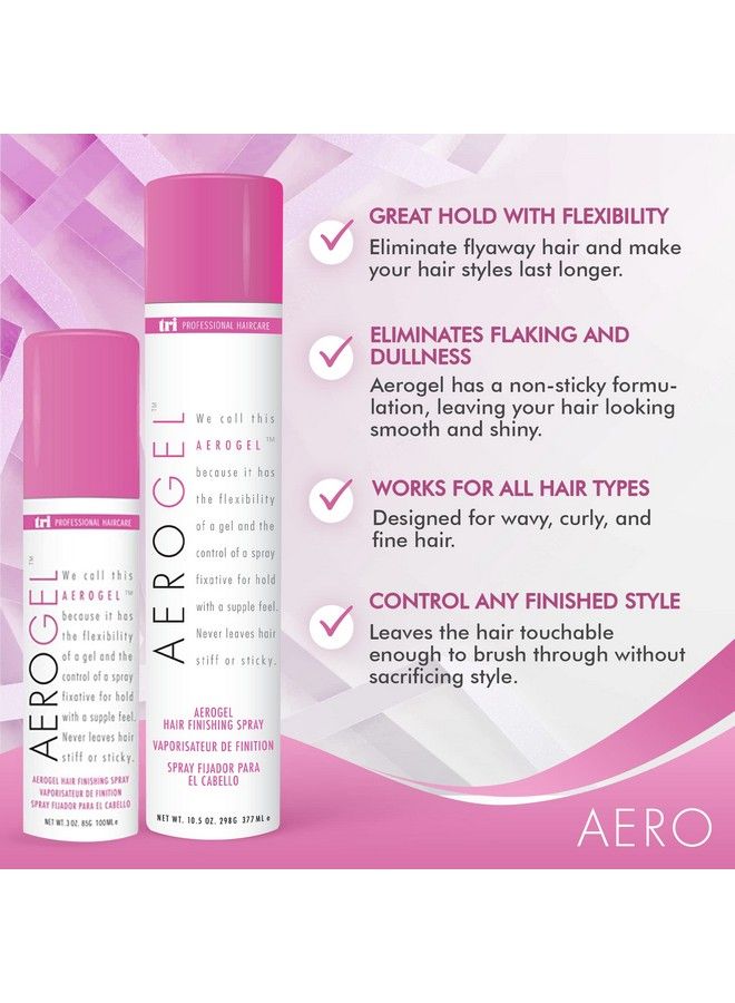 Tri Aerogel Hair Styling Gel Plus Texture Spray For Hair For Men & Women Combining Flexibility Of Gel & Control Of Spray For Strong Hold No Hair Flakes To All Hair Style & Types 10.5 Oz & 3 Oz