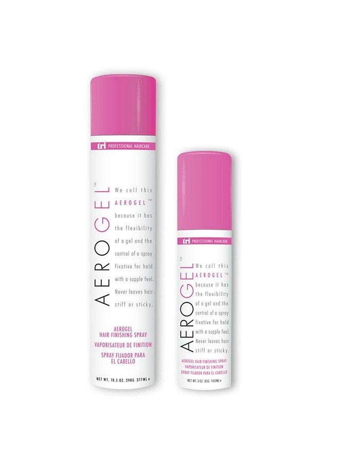 Tri Aerogel Hair Styling Gel Plus Texture Spray For Hair For Men & Women Combining Flexibility Of Gel & Control Of Spray For Strong Hold No Hair Flakes To All Hair Style & Types 10.5 Oz & 3 Oz