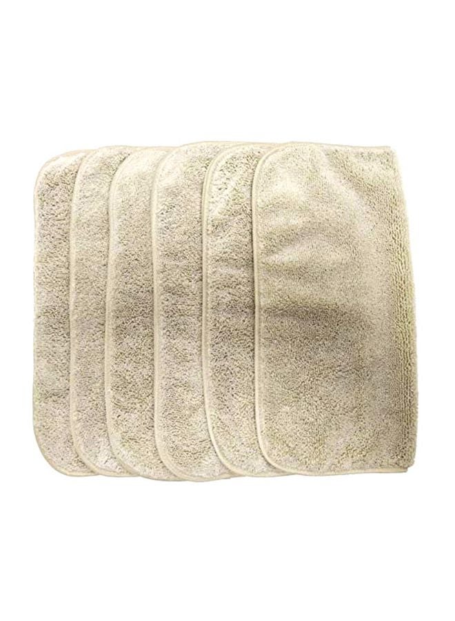 6-Piece Microfiber Face Towel Beige 13x13inch