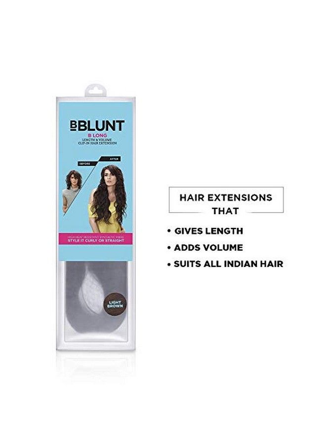 B Long Length And Volume Clip On Hair Extension Light Brown