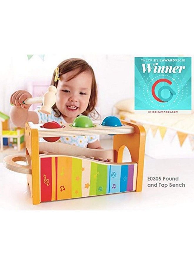 Pound Tap & Shake! Music Set Award Winning Wooden Pounding Bench Baby Xylophone And Tap Along Tambourine Developmental Nontoxic Montessori Musical Toys For Toddlers 1 4 Years Old