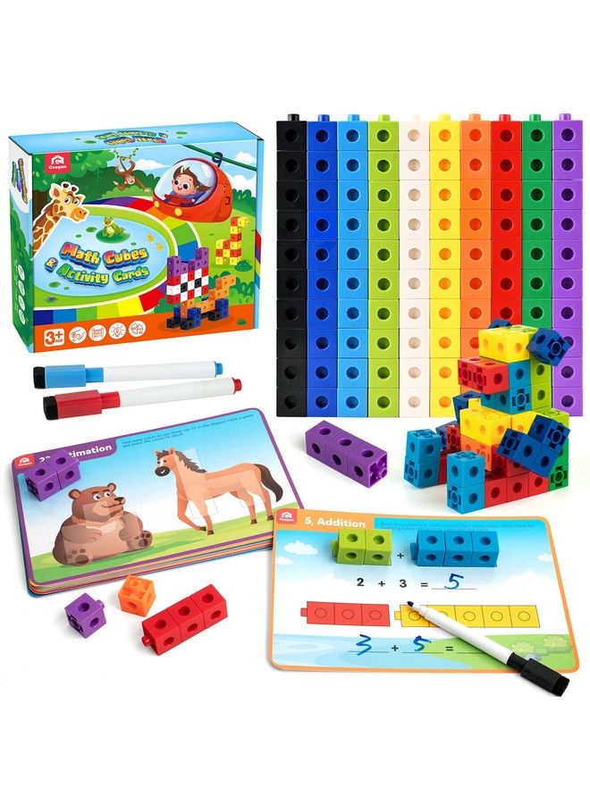 Math Cubes Manipulatives Number Counting Blocks With Activity Snap Linking Cube Math Construction Toy Gift For Preschool Kindergarten Learning