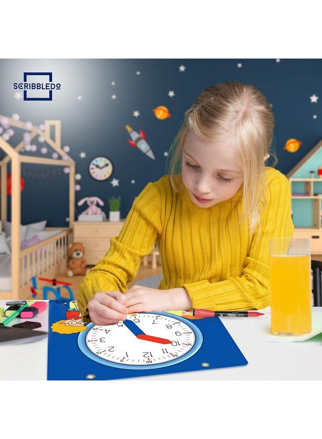 Writable Dry Erase Learning Clock For Kids Write & Wipe Demonstration Clock For Kids Learning To Tell Time Classrooms And Homeschool Supplies