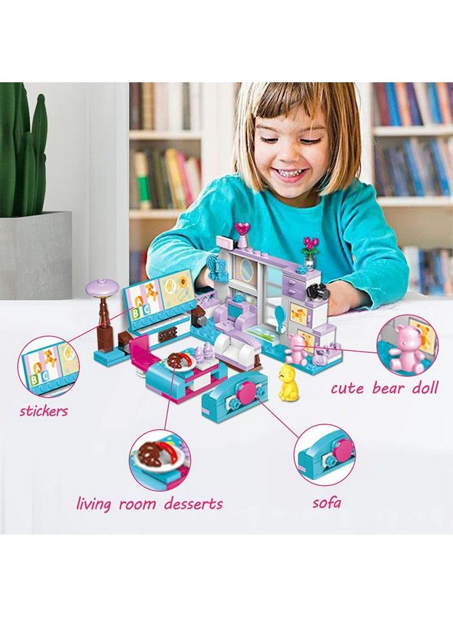 612 Girl Dream Home Building Blocks Kit Educational Toy Build Girl Bedroom Or Living Room Or Kitchen 3 Building Methods (194 Pieces)