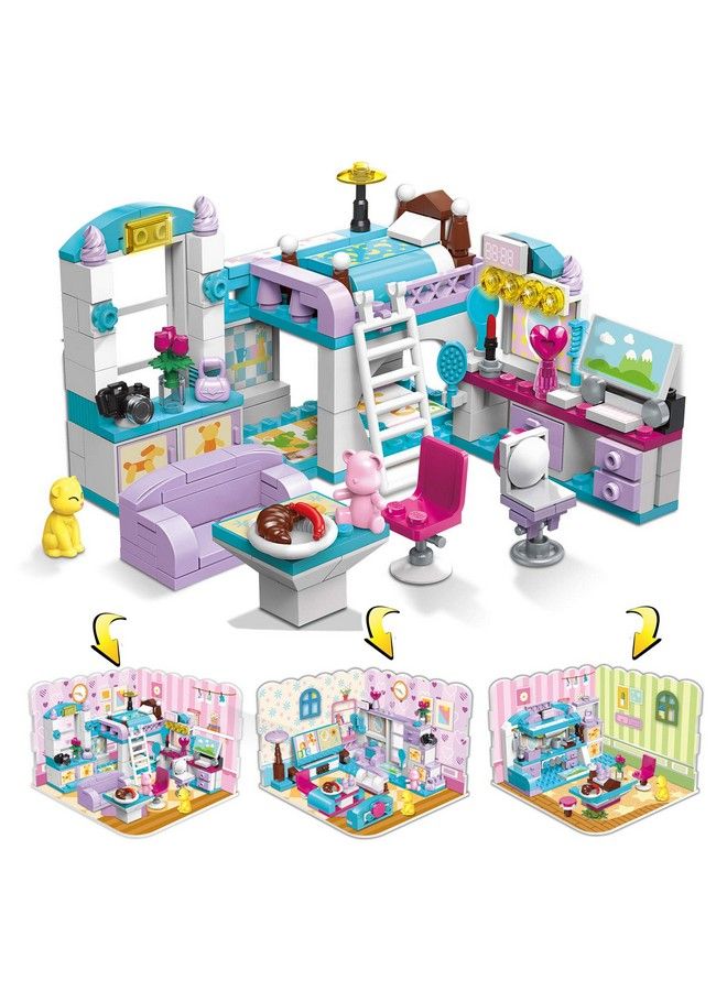 612 Girl Dream Home Building Blocks Kit Educational Toy Build Girl Bedroom Or Living Room Or Kitchen 3 Building Methods (194 Pieces)