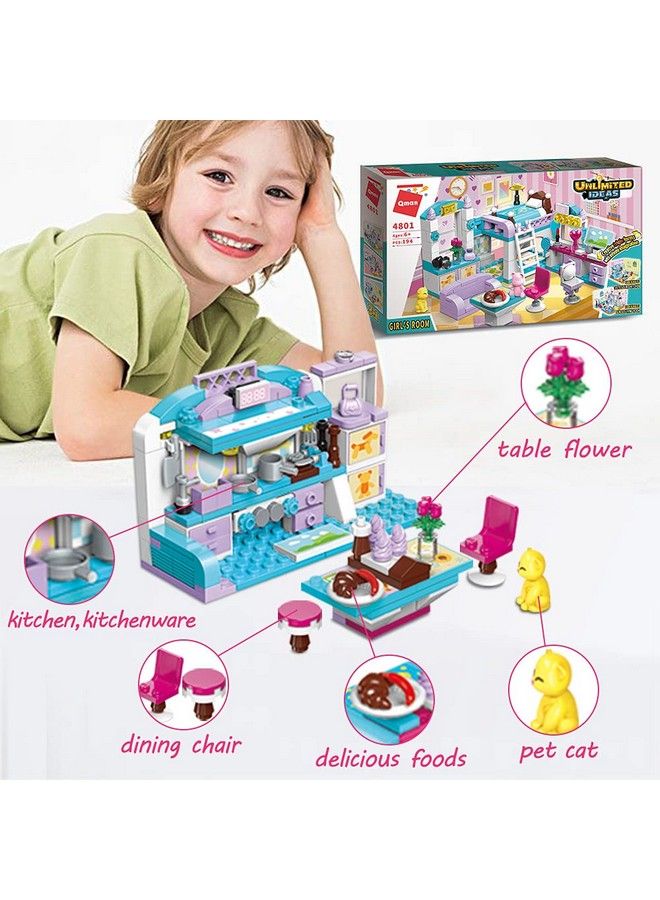 612 Girl Dream Home Building Blocks Kit Educational Toy Build Girl Bedroom Or Living Room Or Kitchen 3 Building Methods (194 Pieces)