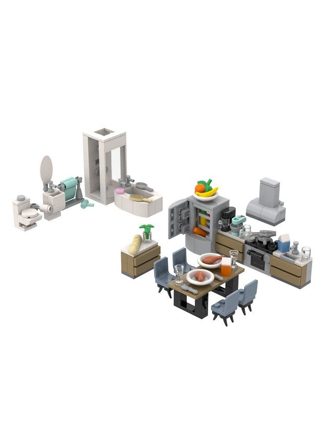 Apartment Life Kitchen And Bathroom Building Brick Set 288 Pieces 100% Compatible Fits Lego And Other Major Brick Brands