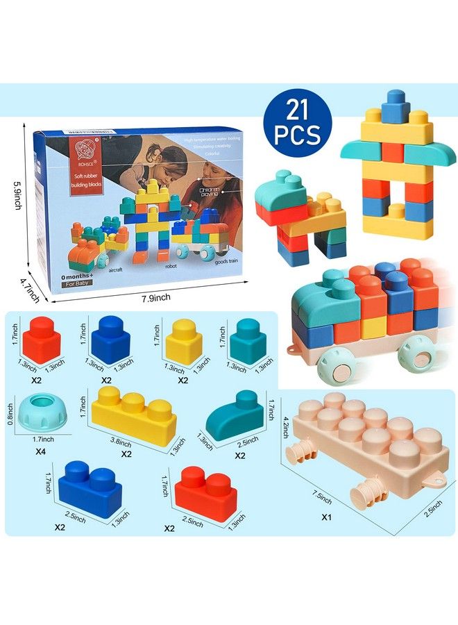 Kids Building Blocks Colorful Soft Blocks For Toddlers Building Block Sets 21 Pcs Stem Toddler Toys Large Building Toys Baby Teething Gifts