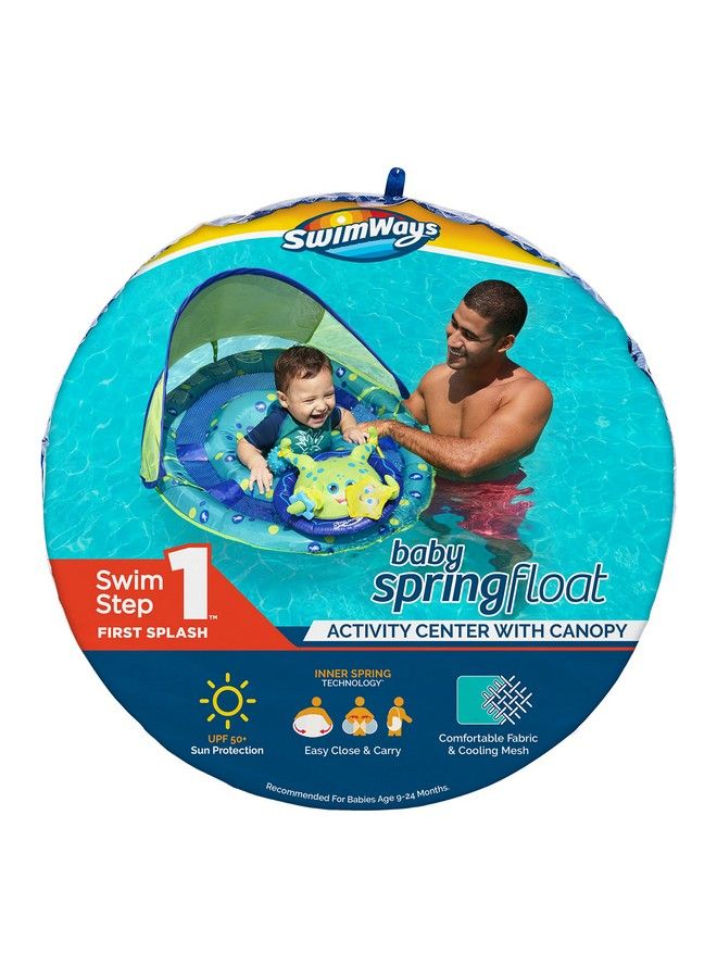 Baby Spring Float Activity Center With Adjustable Canopy And Upf Sun Protection Green Octopus