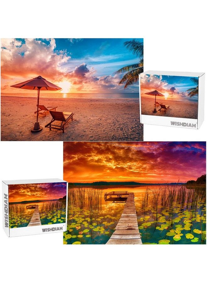 2 Pack Puzzles For Adults 1000 Pieces Hawaii Beach Sunrise And Colorful Lake At Sunset Puzzles Nature National Parks Jigsaw Puzzles For Adults 1000 Pieces And Up