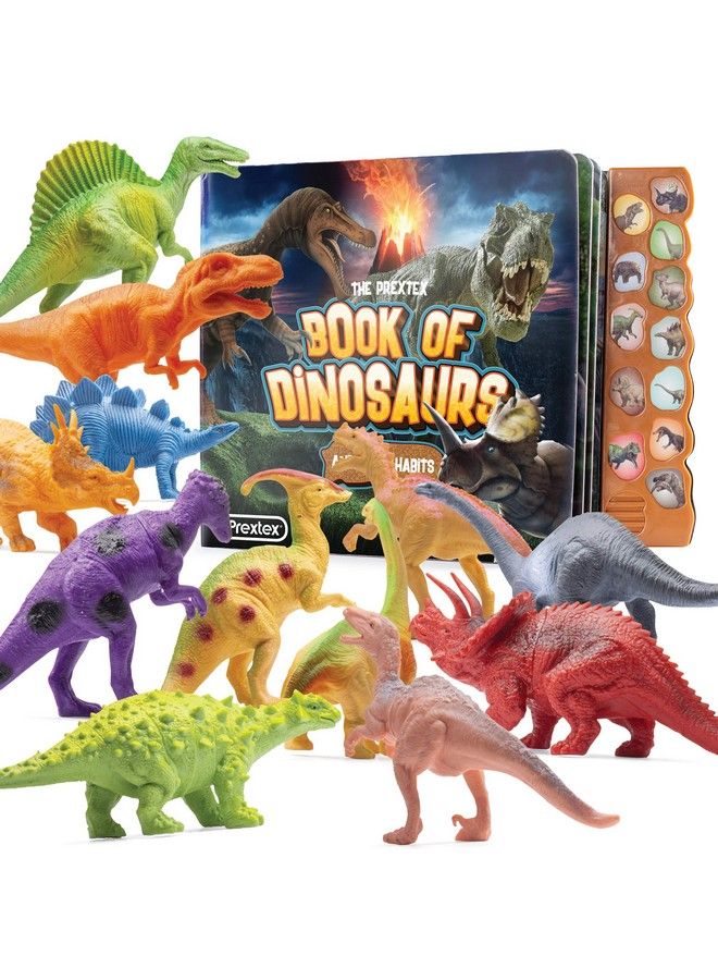 Dinosaur Toys For Kids 35 (12 Plastic Dinosaur Figures & Interactive Dinosaur Book With Sound) Toddler Dinosaur Toy Dinosaur Gift Set For Toddlers Dinosaurs For Kids 35 (Boys & Girls)