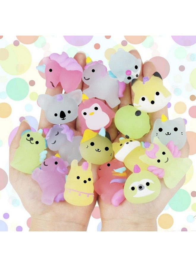 20 Pcs Mochi Squishies Toys Mini Squishies For Unicorn Kawaii Squishies Animals With Gift Box Glow In The Dark Cute Stuff Squishies Stress Relief Toy Birthday Party Favors For Kids Girls Boys