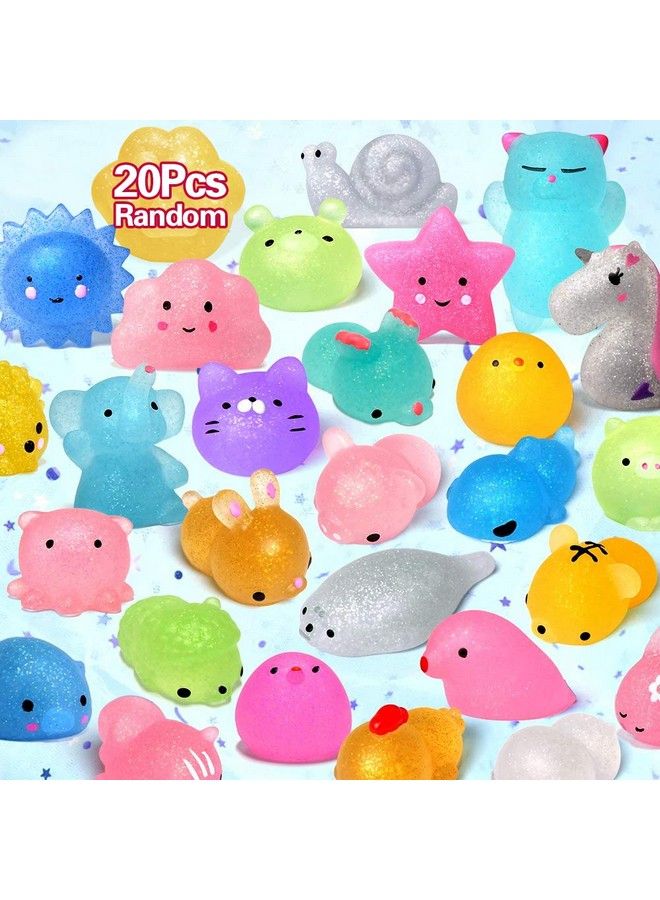 Mochi Animal Squishies Toys 2Nd Generation Glitter Mochi Squishy 20Pcs Random Kawaii Mini Squishies Party Favors For Kids Unicorn Cat Panda Class Prizes Birthday Gifts Stress Relief Toy