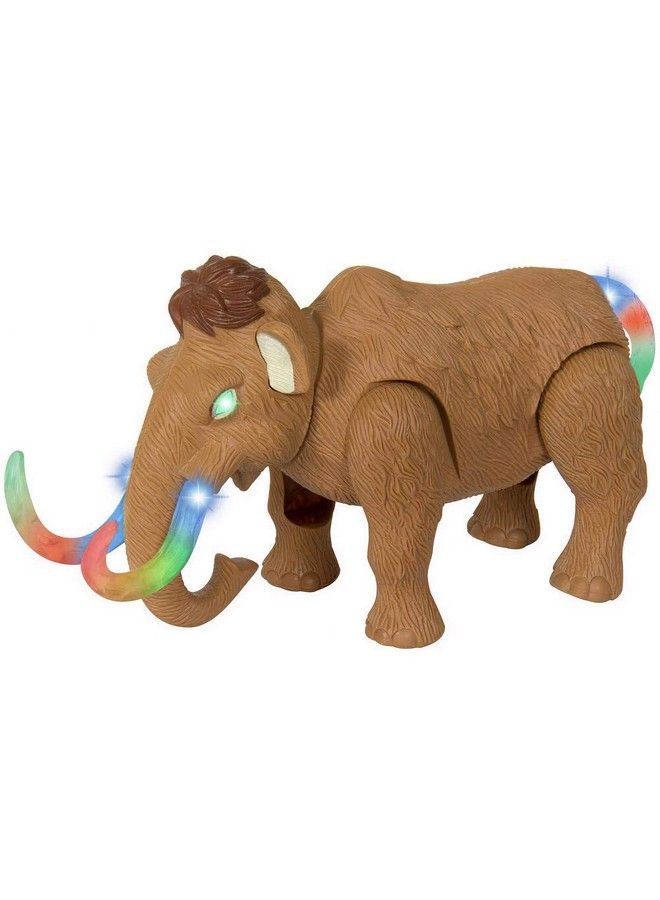 Electronic Walking And Moving Woolly Mammoth Prehistoric Ice Age Animal Figure Toy Elephant With Lights And Sounds (Colors Vary)