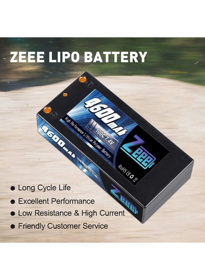 2S Shorty Lipo 7.4V 100C 4600Mah Hardcase Lipo Battery With 4Mm Bullet Deans Connector For Rc 1/10 Scale Vehicles Car Trucks Boats