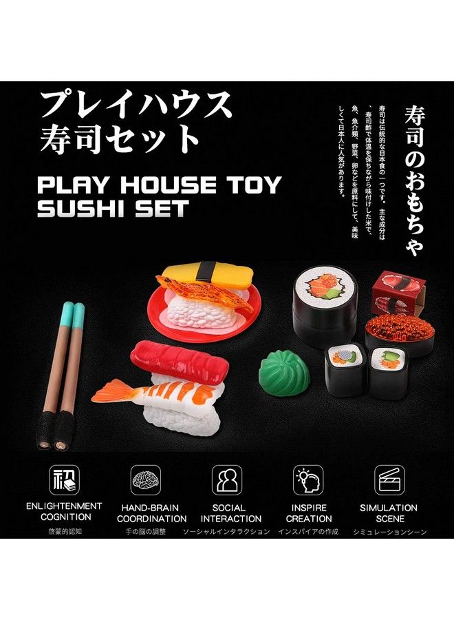 Japanese Sushi Dinner Bento Box Pretend Play Cutting Food Play Set For Kids (15 Pieces)